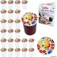 MamboCat 24-delige set sturzglas 435 ml jam jar Inmaakpot Inmaakpot Tot 82 Comic Fruitdeksels incl. Diamant-Zucker Gelierzauber receptenboekje