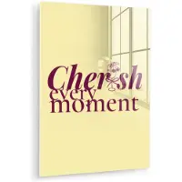 MuchoWow Glasschilderij 60x80 cm - Schilderij acrylglas - Cherish every moment - Cocktailglas - Geel - Foto op glas - Muurdecoratie woonkamer - Wanddecoratie slaapkamer - Schilderijen