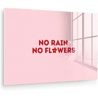 MuchoWow Glasschilderij 90x60 cm - Schilderij acrylglas - No rain no flowers - Minimalistisch - Roze - Bloem - Foto op glas - Muurdecoratie woonkamer - Wanddecoratie slaapkamer - Schilderijen