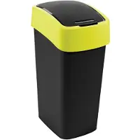 Curver Flip Bin Serie - Prullenbak - 45L - Zwart - Geel - Kunststof