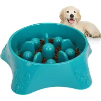 Famanu – Hondenbakken - Slow Feeder Hondenbak - Anti-Verstikking Puzzel Interactieve Slow Feeder Kom voor Honden - Blauw (9,45 inch)