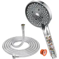 Famanu – Hogedruk douchekop met filter, 6 straalsoorten, drievoudige filtratie, anti-kalk functie