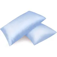 Famanu - Set van 2 satijnen kussenslopen premium kussensloop kussensloop haar- en huidverzorging zijdezacht met ritssluiting, lichtblauw, 40 x 80 cm