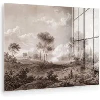 MuchoWow Glasschilderij 160x120 cm - Schilderij acrylglas - Klassiek - Landschap - Neutraal - Foto op glas - Muurdecoratie woonkamer - Wanddecoratie slaapkamer - Schilderijen