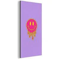 MuchoWow Aluminium schilderij 80x160 cm - Wanddecoratie metaal - Smiley - Drip - Neon - Metalen muurdecoratie woonkamer - Decoratie industrieel - Foto op dibond - Industriële accessoires slaapkamer