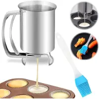Famanu Deegdispenser 800 ml - handmatige deegdispenser met deksel en kom, geschikt voor muffins en cupcakes