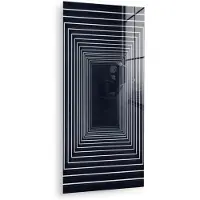 MuchoWow Glasschilderij 20x40 cm - Schilderij acrylglas - Lijnen - Hypnotiserend - Zwart - Foto op glas - Muurdecoratie woonkamer - Wanddecoratie slaapkamer - Schilderijen