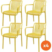 Van der Garde Tuinmeubelen Set van 4 -Stripe stapelbare tuinstoelen - Mosterdgeel