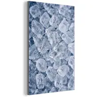 MuchoWow Aluminium schilderij 20x30 cm - Wanddecoratie metaal - Ijsblokjes - Water - Blauw - Metalen muurdecoratie woonkamer - Decoratie industrieel - Foto op dibond - Industriële accessoires slaapkamer