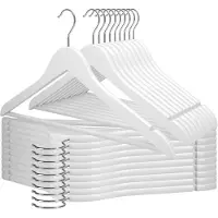 Famanu – 20 x houten kledinghangers wit | 44,5 x 22 cm per hanger | kledinghanger set hout wit | 360 graden draaibare haak