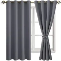 Famanu – Verduisterende gordijnen - inslagringen - voor slaapkamer - woonkamer - grijs - 2 stuks - 160 x 132 cm (H x B)