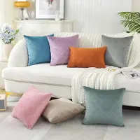 Famanu - Corduroy kussenhoezen 60x60 cm roze set 2, modern sofa decoratief, hypoallergeen ademend, zachte kussenhoezen