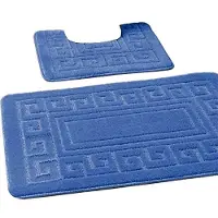Famanu - Blauw 2-delig badmatset met WC-mat, antislip achterkant en extra absorberend