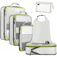 Famanu – Compressie reisverpakkingskubussen - gaasontwerp - lichtgewicht reistassen - organizer voor rugzak - koffers - thuisopslag (wit - 6 stuks)