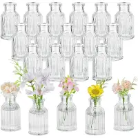 Famanu – Glazen Bloemenvaas Voor Tafel: Kleine Vaas Set Van 20 Voor Bruiloft Party Home Woonkamer Centrepiece Decoraties - Heldere Bud Vaasjes Voor Rose Plant Gras
