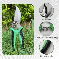 Famanu - Tuinschaar, met vergrendelingsgreep, antislip schaar, kan tuinplanten, bloemen en takken snijden, rozenschaar, rotan repareren van multifunctionele tuinschaar (groen)