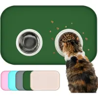 Famanu – Antislip siliconen hondenvoermat, waterdicht en gemakkelijk schoon te maken, 45 x 30 cm, roze