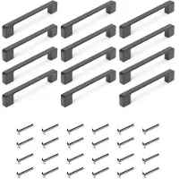 Famanu – 12 Zwarte keukengrepen - handgrepen voor zwarte keuken - kastgrepen van roestvrij staal voor laden en deuren van kasten en kasten (buisafstand 128 mm - lengte 135 mm)