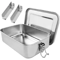 Famanu - Lunchbox roestvrijstalen lunchbox 1400 ml met scheidingswand en lekvrije sluiting
