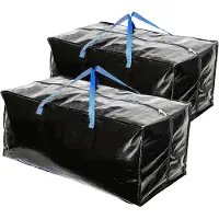 Famanu - Set van 2 extra grote waterdichte opbergtassen met rugzakriemen en handgrepen, ideaal voor verhuizen, reizen, kamperen en opslag van decoraties, 80×40×35 cm, zwart