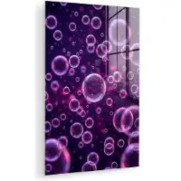 MuchoWow Glasschilderij 20x30 cm - Schilderij acrylglas - Paars - Bubbels - Schuim - Foto op glas - Muurdecoratie woonkamer - Wanddecoratie slaapkamer - Schilderijen