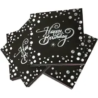 Famanu - Verjaardagsservetten - 40 stuks - Luxe Tafeldecoratie met Zilveren Print