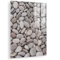 MuchoWow Glasschilderij 90x120 cm - Schilderij acrylglas - Kiezels - Stenen - Grijs - Foto op glas - Muurdecoratie woonkamer - Wanddecoratie slaapkamer - Schilderijen