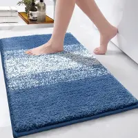 Famanu – Blauwe badmatten voor badkamer - 45 x 65 cm - antislip absorberend badkamertapijt - machinewasbaar - superzacht luxe badvloermat