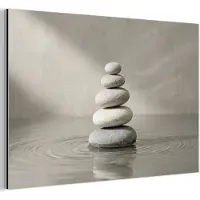 MuchoWow Aluminium schilderij 150x100 cm - Wanddecoratie metaal - Stenen - Water - Grijs - Metalen muurdecoratie woonkamer - Decoratie industrieel - Foto op dibond - Industriële accessoires slaapkamer