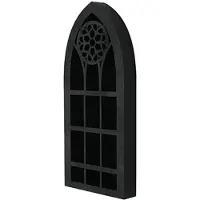 Typecat Wandgemonteerde Zwevende Planken Oude Kerkraam Kristallen Wandplank Muurhangend Gotisch Boho Zwart Etherische Olieplank