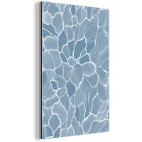 MuchoWow Aluminium schilderij 20x30 cm - Wanddecoratie metaal - Abstract - Blauw - Bladeren - Metalen muurdecoratie woonkamer - Decoratie industrieel - Foto op dibond - Industriële accessoires slaapkamer