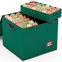 Famanu - Opbergdoos voor kerstballen, sorteerdoos met 144 scheidingswanden, grote kerstopslag met flip-topdeksel voor kerstversiering en decoraties (groen)