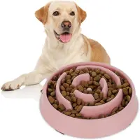 Famanu – Anti-schrokbak - voerbak voor honden - voor droog en nat voer - 400 ml - vaatwasserbestendig - in het roze
