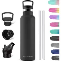 Famanu - Thermosfles, 1 liter, BPA-vrij, dubbelwandig, 18/8 roestvrij staal, voor sportschool, sport, fiets