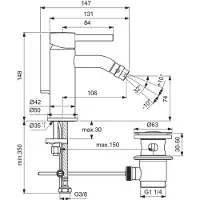 Ideal standard CeraLine - Bidetkraan met waste, zwart BC197XG