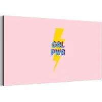 MuchoWow Aluminium schilderij 160x80 cm - Wanddecoratie metaal - Grl pwr - Bliksem - Roze - Metalen muurdecoratie woonkamer - Decoratie industrieel - Foto op dibond - Industriële accessoires slaapkamer