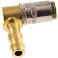 Tameson Messing DN 6 Tempereerkoppeling Snelkoppeling 9.5 mm Slangpilaar Loskoppelbeveiliging 90-deg