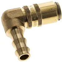 Tameson Messing DN 6 Tempereerkoppeling Snelkoppeling 9.5 mm Slangpilaar Dubbele afsluiting 90-deg