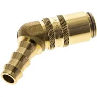 Tameson Messing DN 6 Tempereerkoppeling Snelkoppeling 9.5 mm Slangpilaar Dubbele afsluiting 45-deg