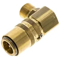 Tameson Messing DN 9 Tempereerkoppeling Snelkoppeling M16x1.5 Buitendraad Loskoppelbeveiliging Dubbele afsluiting 90-deg