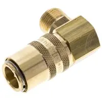Tameson Messing DN 9 Tempereerkoppeling Snelkoppeling G 3/8 inch Buitendraad Dubbele afsluiting 90-deg