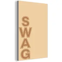 MuchoWow Aluminium schilderij 20x30 cm - Wanddecoratie metaal - Swag - Bruin - Beige - Metalen muurdecoratie woonkamer - Decoratie industrieel - Foto op dibond - Industriële accessoires slaapkamer