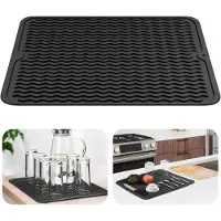 Famanu – Siliconen Afdruiprek Mat - 40x 50 CM Silicone Vaat Afdrogen Mat - voor Keuken Vaat Afdruiprek - Snel Drogen - Hittebestendig Antislip - Zwart