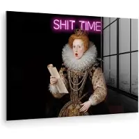 MuchoWow Glasschilderij 120x80 cm - Schilderij acrylglas - Portret - Humor - Neon - Foto op glas - Muurdecoratie woonkamer - Wanddecoratie slaapkamer - Schilderijen