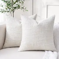 Famanu – Boho corduroy ribfluweel kussensloop (40x40 cm) – pluizig hygge design – cozy bankkussenhoes – beige