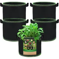 Famanu – Plantenzakken - 5-pack 20L/5 kweekzak - ademende kweekpotten van niet-geweven stof met handvatten voor planten - aardappelen - tomaten - groenten - radijzen - aardbeien (zwart)