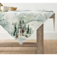 Famanu - Tafelkleed met sneeuwvlokken, vos, rendier, Kerstmis, tafellinnen, winter, keuken, decoratie, binnen, vakantie, feest, 85 x 85 cm