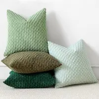 Famanu – Set van 4 stuks corduroy kussenslopen ribfluweel boho 40 x 40 cm groen