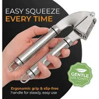 Famanu – RVS knoflookpers met dunschiller – multifunctionele garlic press voor knoflook, gember en kruiden – vaatwasserbestendig