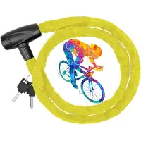 Famanu - Fietskettingslot, 5-cijferig wachtwoord-kettingslot, 4 mm dikke ketting, beschermende stoffen afdekking, hoge veiligheid, anti-diefstal fietsslot voor fiets, motorfiets (geel, 4 mm)